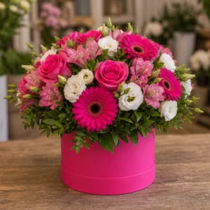 Aranjament floral în cutie Fuchsia Bloom - poza 1