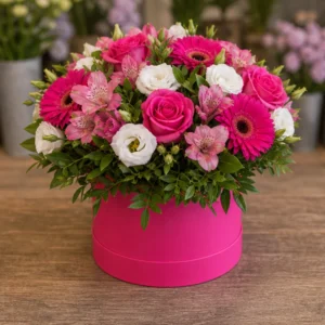 Aranjament floral în cutie Fuchsia Bloom - poza 3