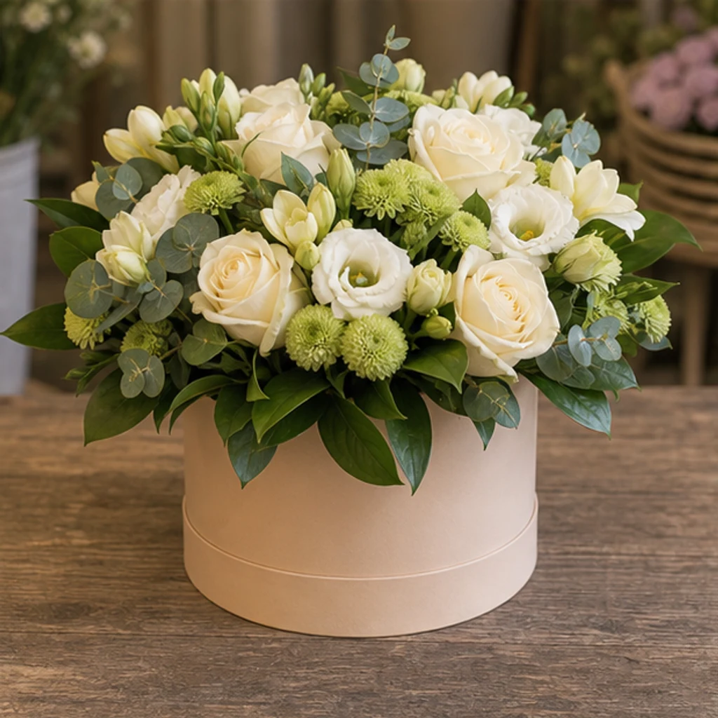 Aranjament floral în cutie Nude Elegance - poza 3