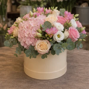 Aranjament floral în cutie Pink Champagne - poza 3