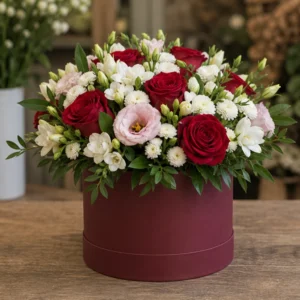 Aranjament floral în cutie Rouge Soft - poza 1
