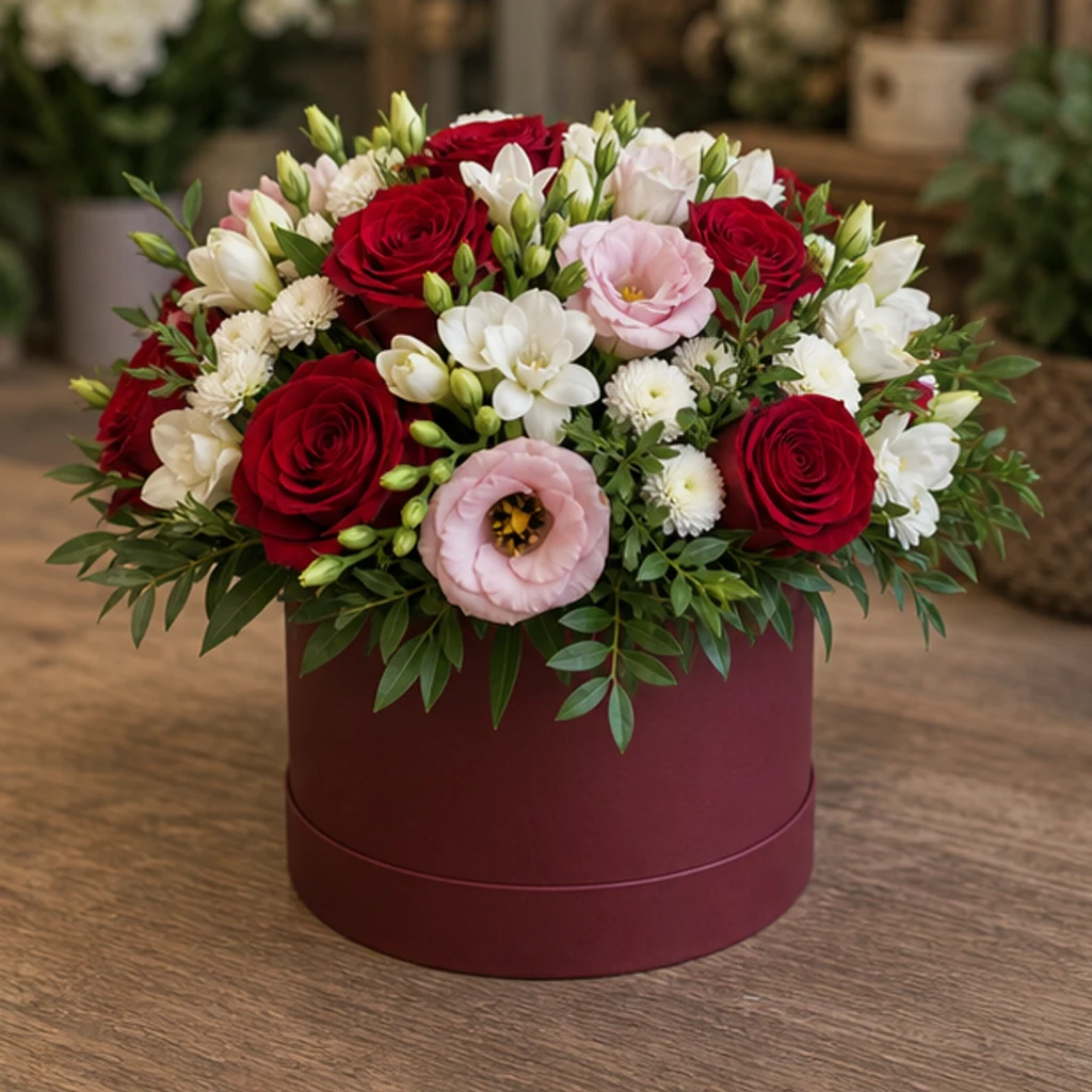Aranjament floral în cutie Rouge Soft - poza 3