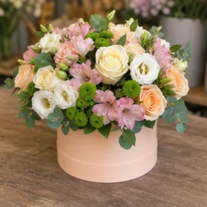 Aranjament floral în cutie Velvet Peach - poza 3