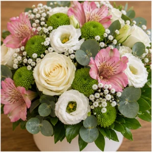 Aranjament floral natural in cutie alba - poza 4