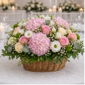 Aranjament floral nunta de lux cu hortensie si lisianthus - poza 1