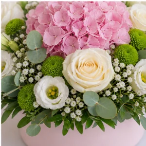 Aranjament floral nunta hortensie roz pentru masa - poza 4