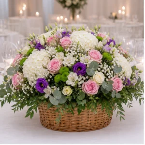 Aranjament floral nunta spectaculos in cos cu flori mixte - poza 1