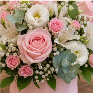 Aranjament floral pentru botez fetita roz pudrat - poza 4