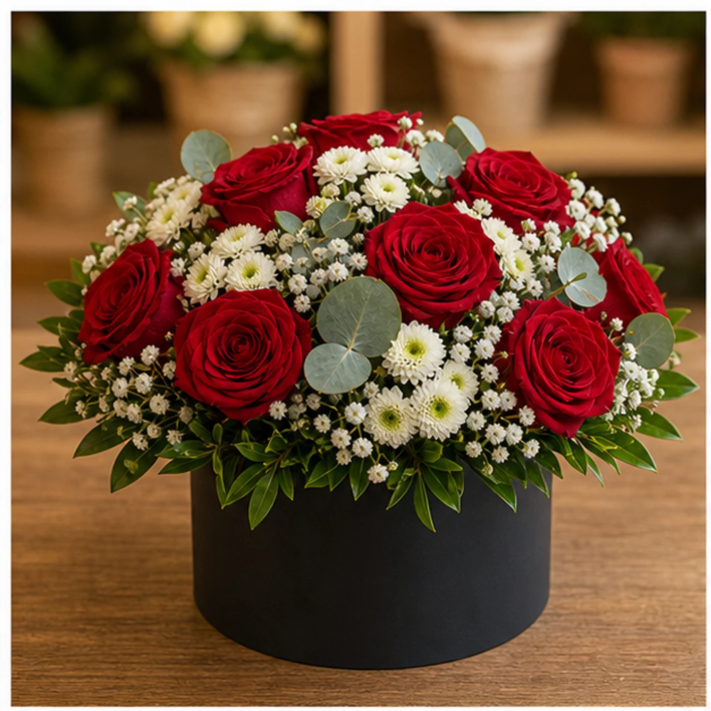 Aranjament floral romantic cu trandafiri rosii - poza 1