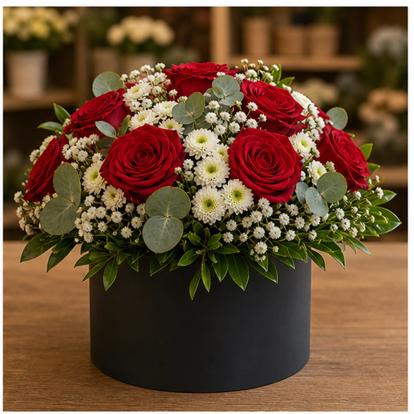 Aranjament floral romantic cu trandafiri rosii - poza 2
