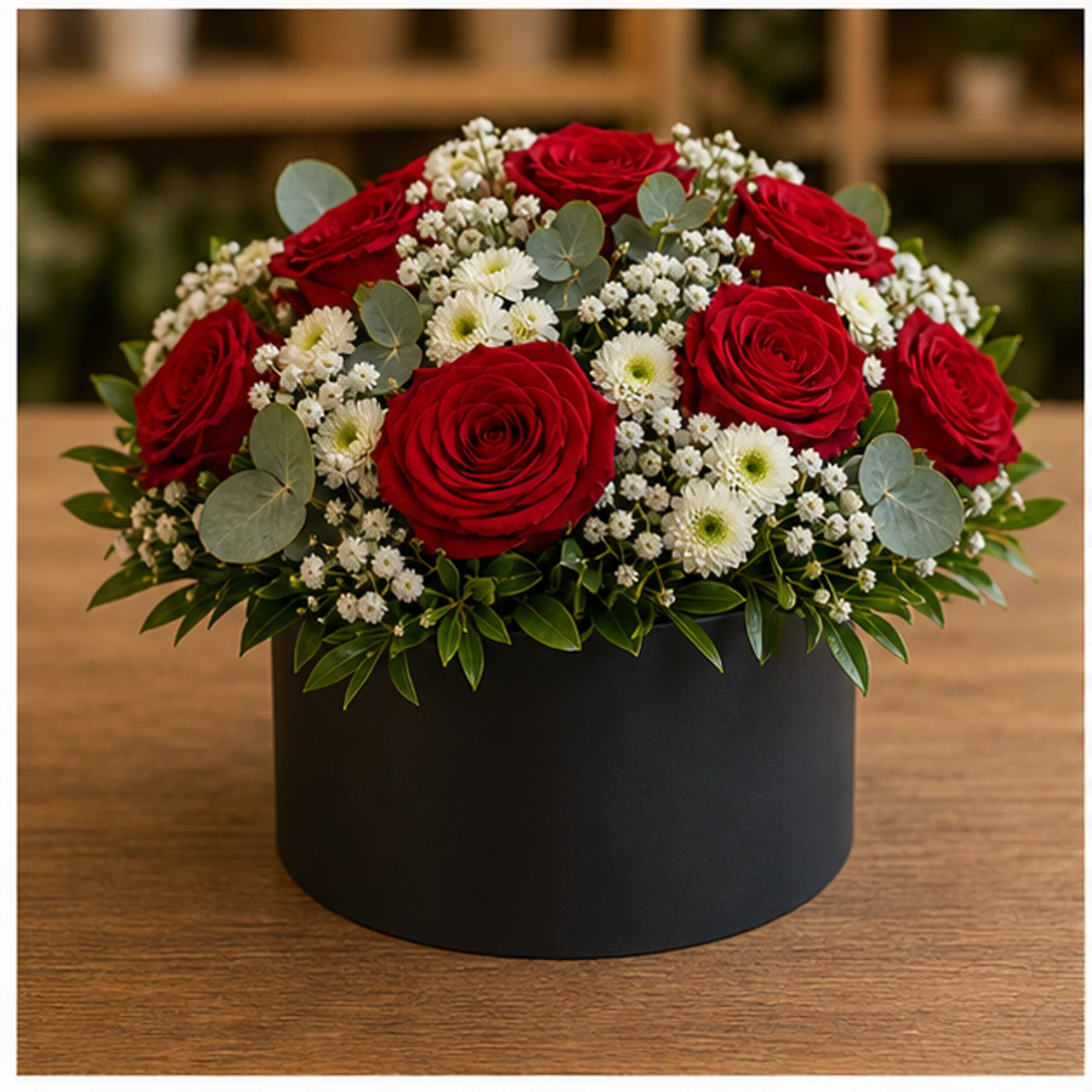 Aranjament floral romantic cu trandafiri rosii - poza 3