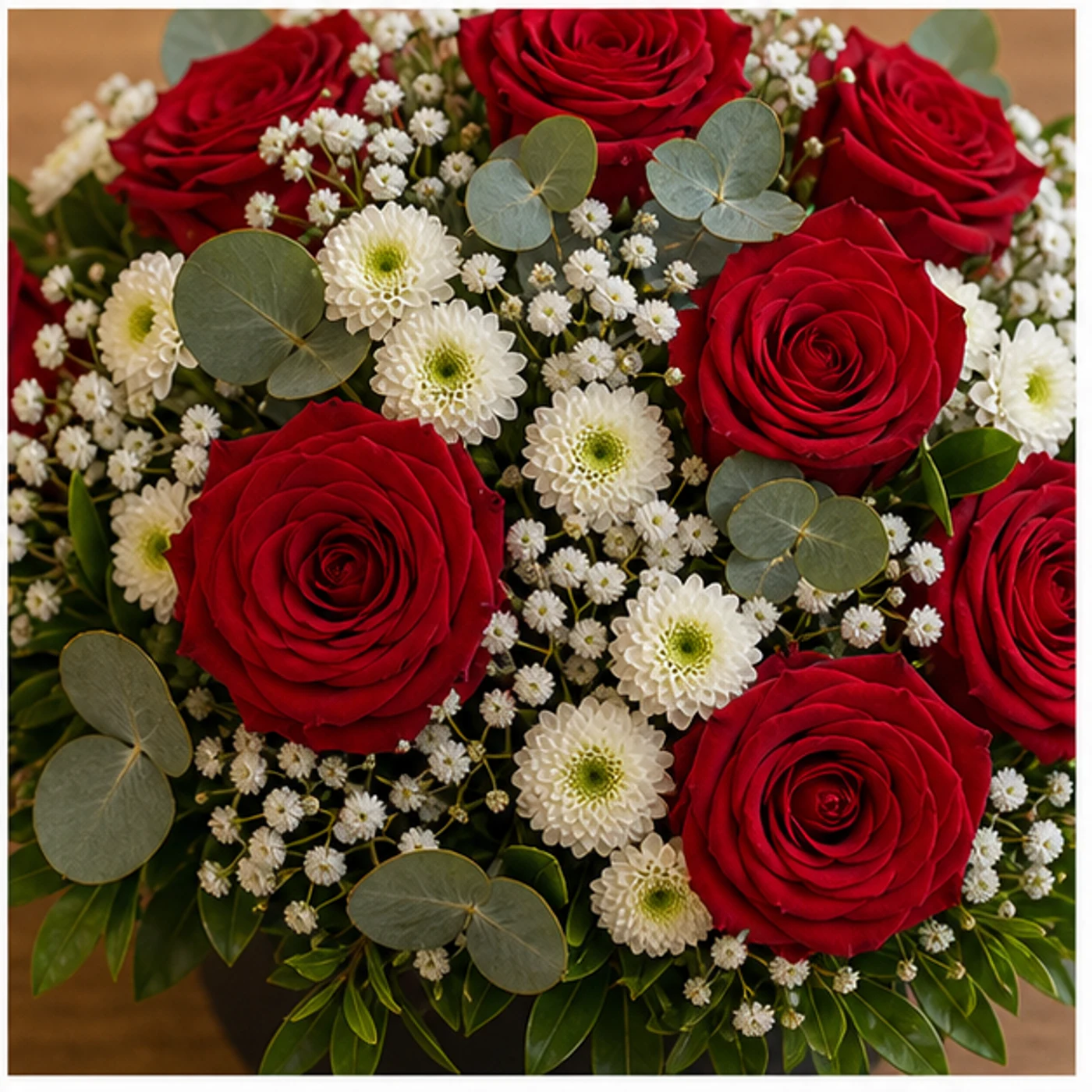 Aranjament floral romantic cu trandafiri rosii - poza 4