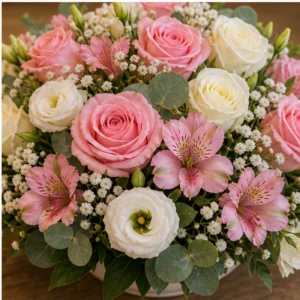 Aranjament floral spectaculos roz alb pentru masa - poza 4