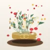 Aranjament Flori de Crăciun Gold Candle Premium - imagine 1