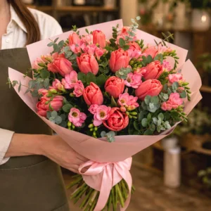 Buchet 1 Martie Lalele Zori Delicate - imagine 2