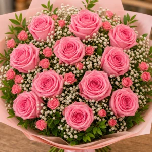 Buchet 18 ani pentru fiica cu trandafiri roz - poza 2
