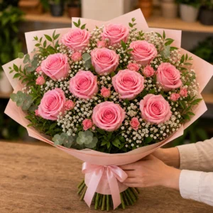 Buchet 18 ani pentru fiica cu trandafiri roz - poza 3