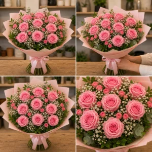 Buchet 18 ani pentru fiica cu trandafiri roz - poza 4
