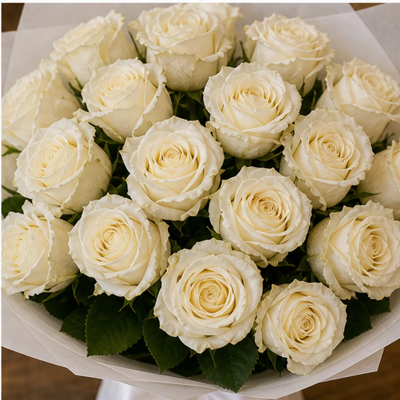 Buchet 25 Trandafiri Albi Premium - poza 4