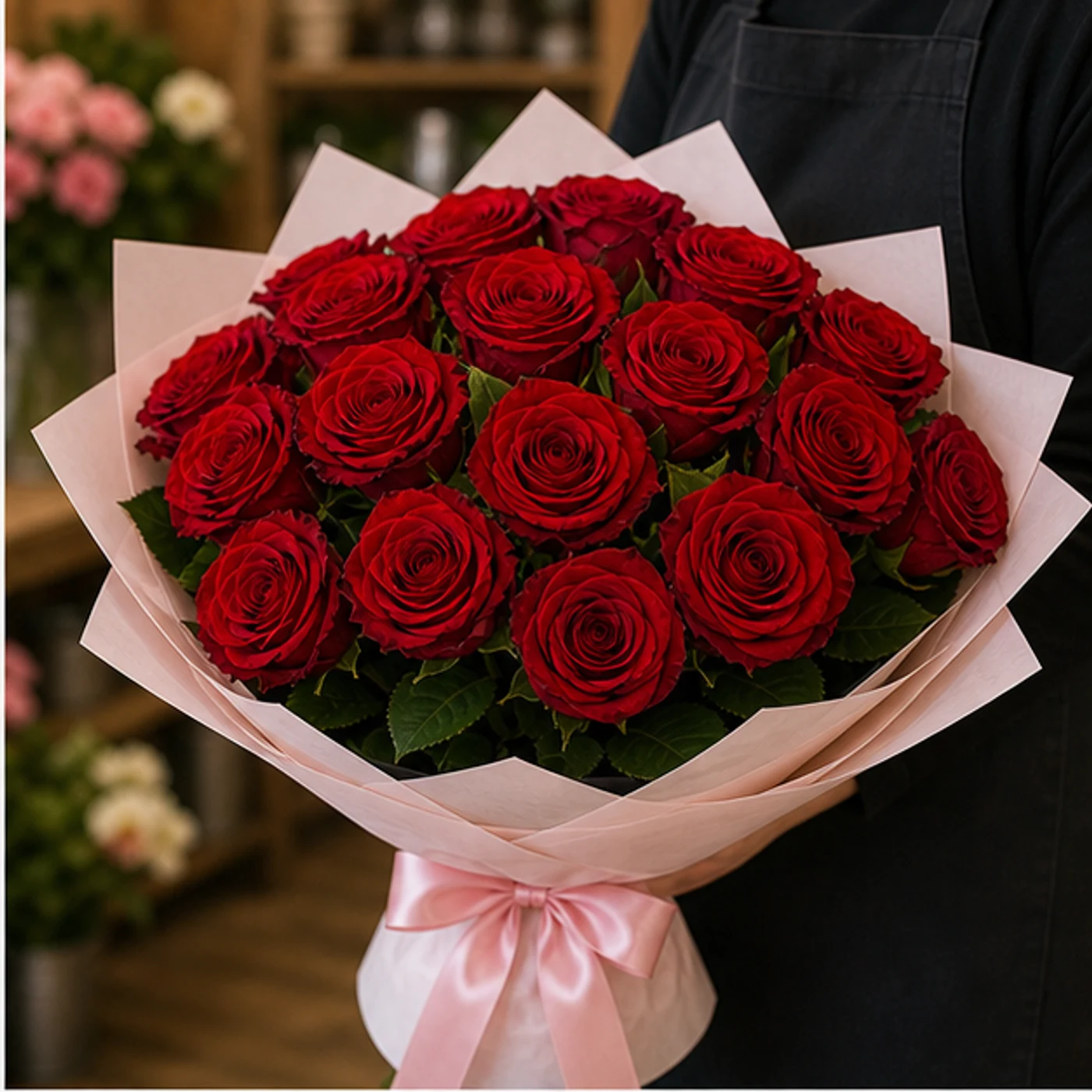 Buchet 25 Trandafiri Rosii Premium - poza 2