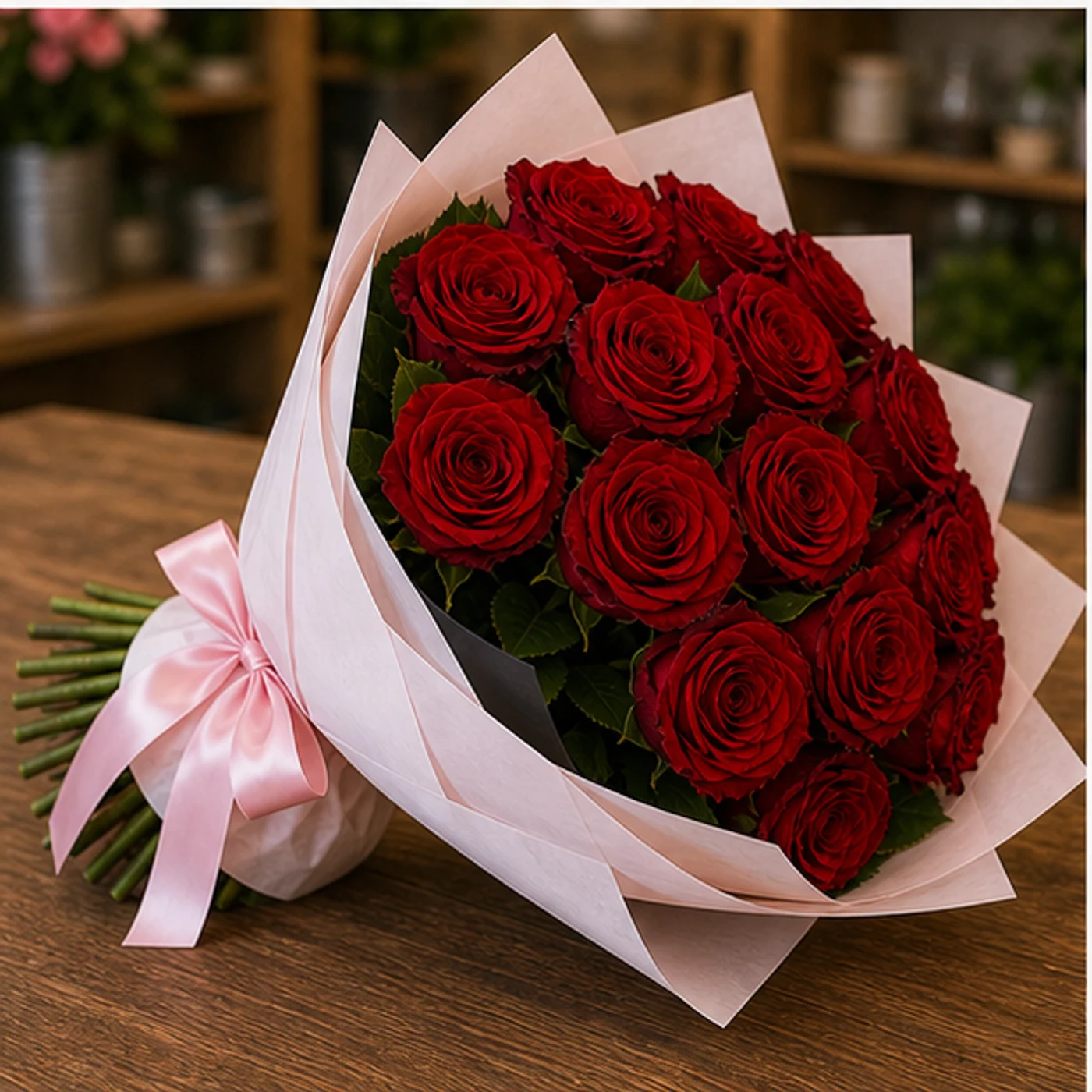 Buchet 25 Trandafiri Rosii Premium - poza 3