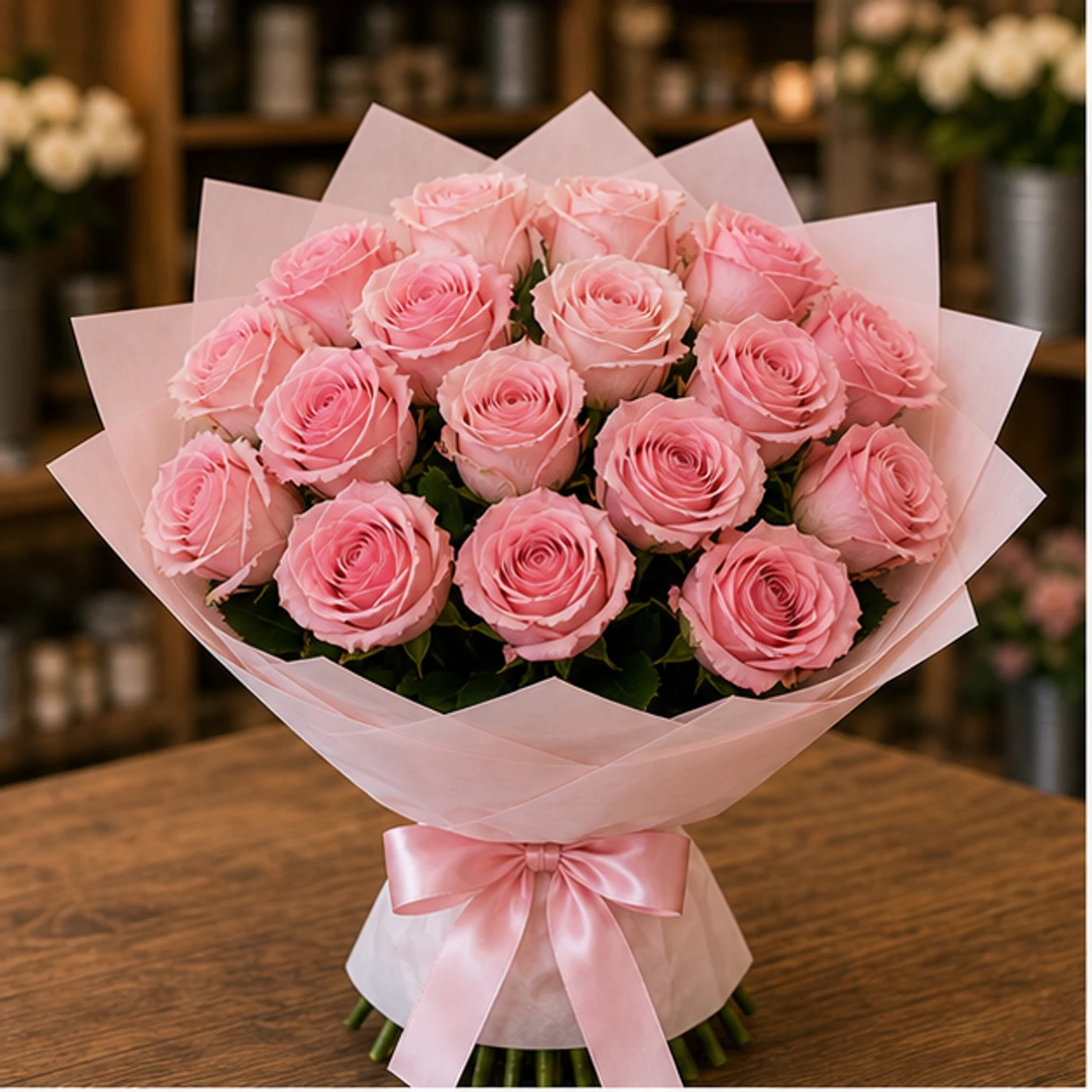Buchet 25 Trandafiri Roz Premium - poza 1