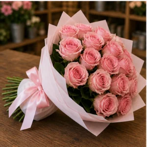 Buchet 25 Trandafiri Roz Premium - poza 3