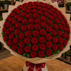 Buchet 79 trandafiri rosii cu salal bogat - poza 3