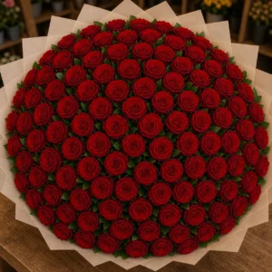 Buchet 79 trandafiri rosii cu salal bogat - poza 4