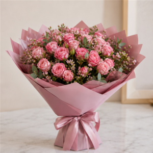 Buchet Acasă București Roseline cu Miniroze și Alstroemeria - imagine 1