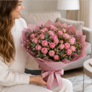 Buchet Acasă București Roseline cu Miniroze și Alstroemeria - imagine 3