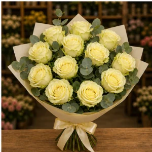 Buchet cu 13 trandafiri galbeni luminos - poza 1