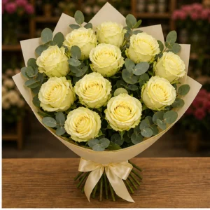 Buchet cu 13 trandafiri galbeni luminos - poza 3