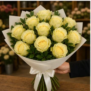 Buchet cu 15 trandafiri galbeni natural - poza 2
