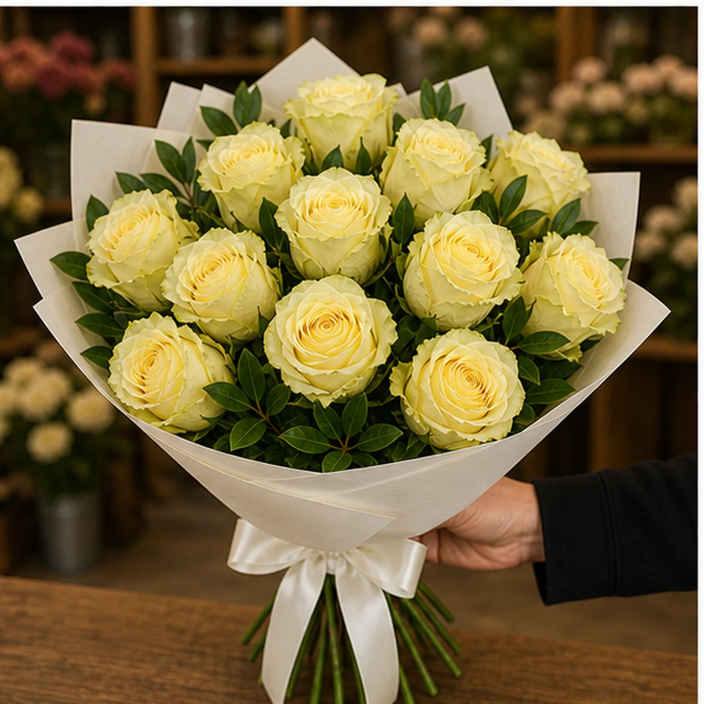 Buchet cu 15 trandafiri galbeni natural - poza 2