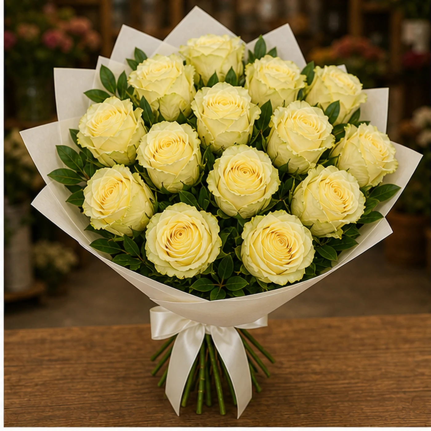 Buchet cu 15 trandafiri galbeni natural - poza 3