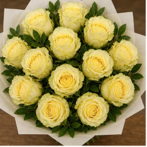 Buchet cu 15 trandafiri galbeni natural - poza 4