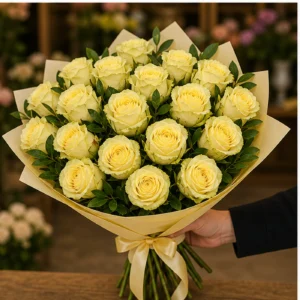Buchet cu 21 trandafiri galbeni cald - poza 2