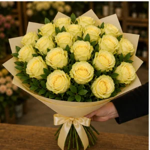 Buchet cu 27 trandafiri galbeni generos - poza 2
