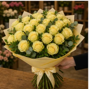 Buchet cu 33 trandafiri galbeni amplu - poza 2