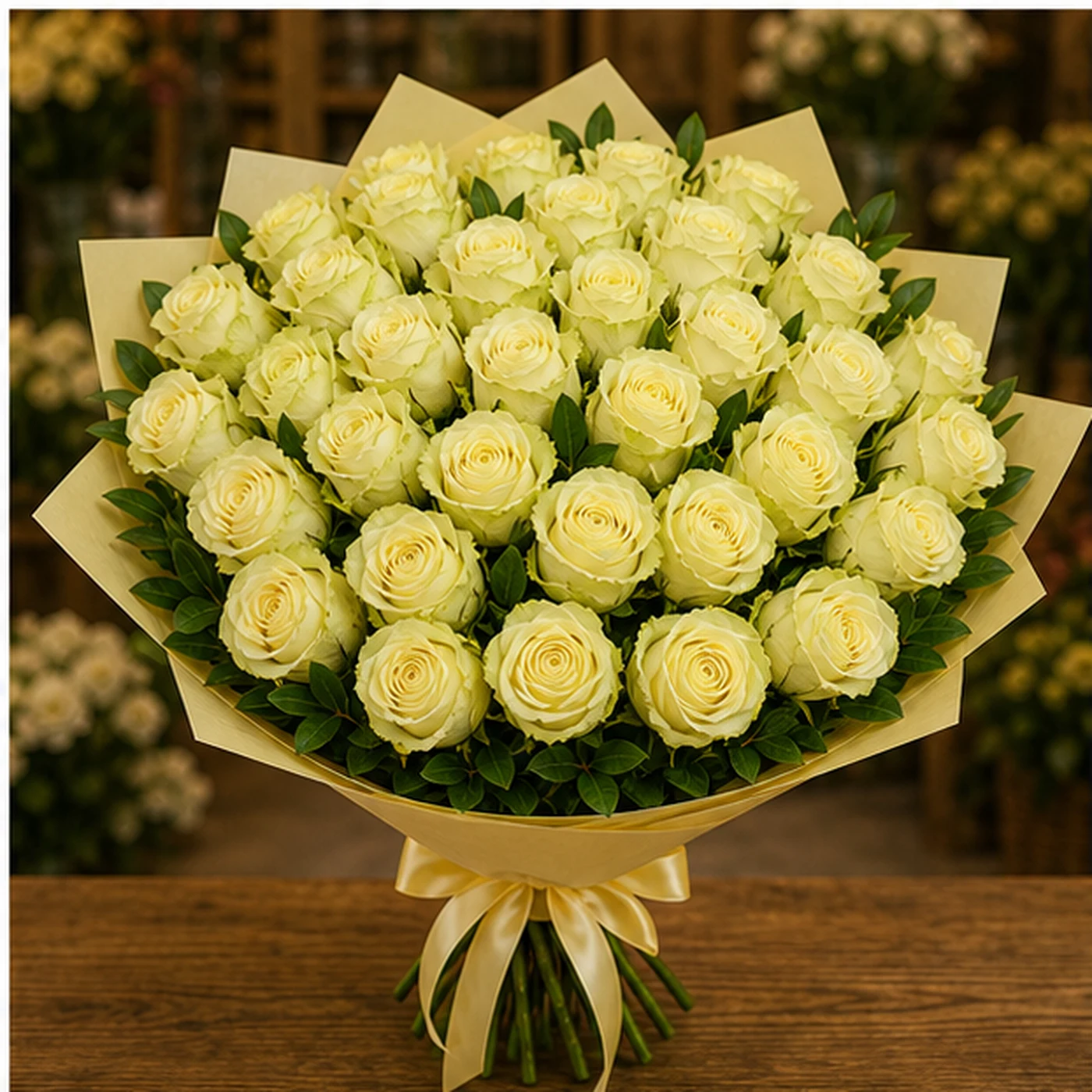 Buchet cu 37 trandafiri galbeni festiv - poza 1