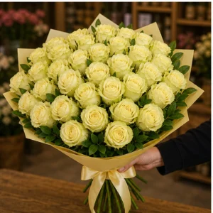 Buchet cu 37 trandafiri galbeni festiv - poza 2