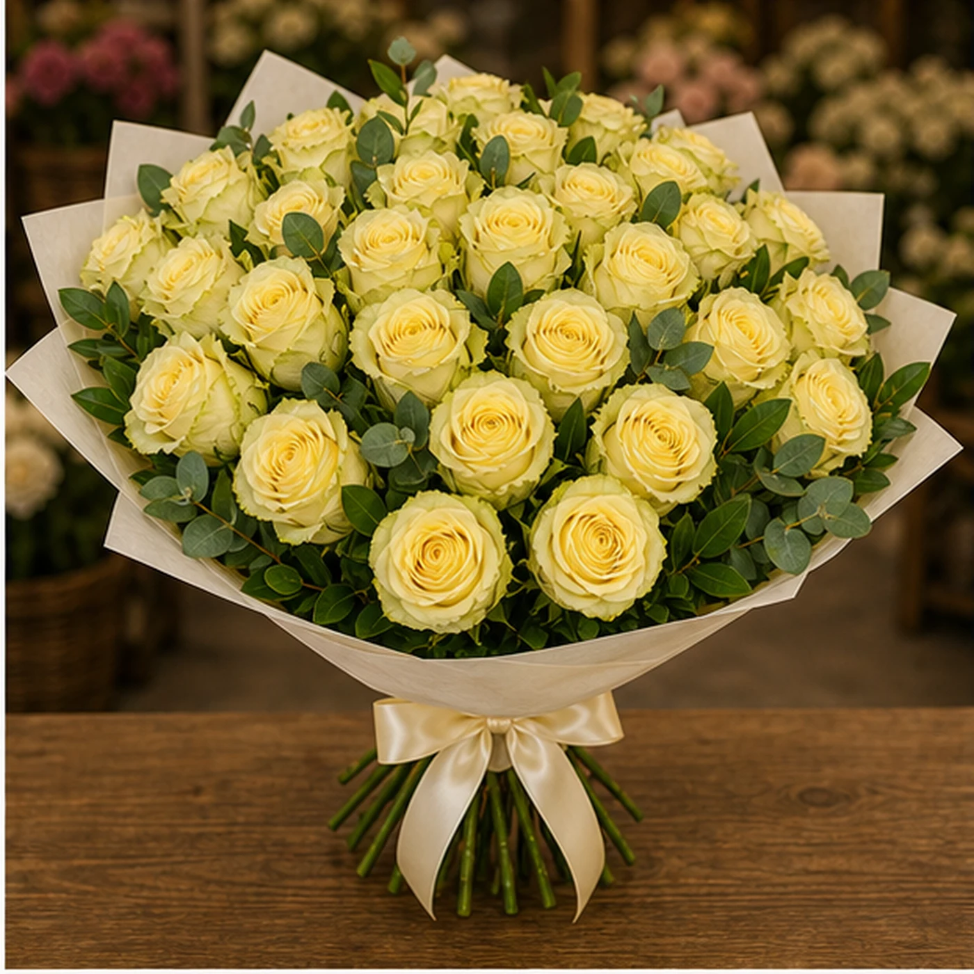 Buchet cu 39 trandafiri galbeni spectaculos - poza 3