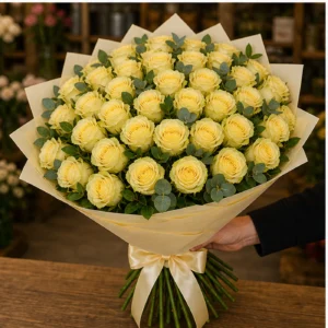 Buchet cu 43 trandafiri galbeni grandios - poza 2