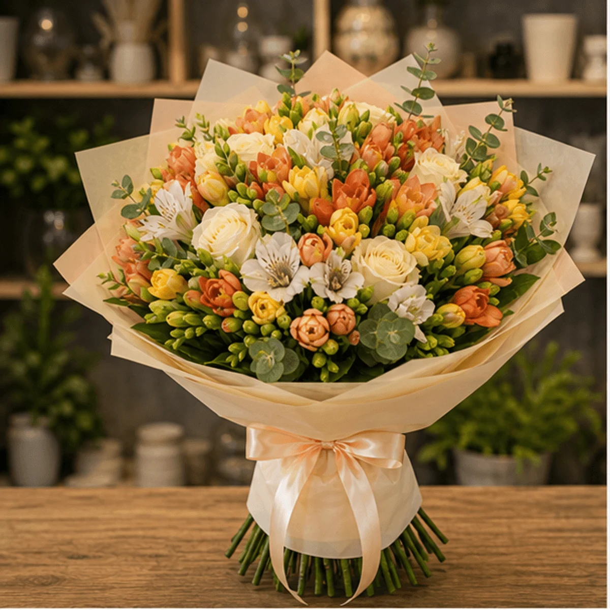 Buchet cu frezii premium in nuante calde - poza 1