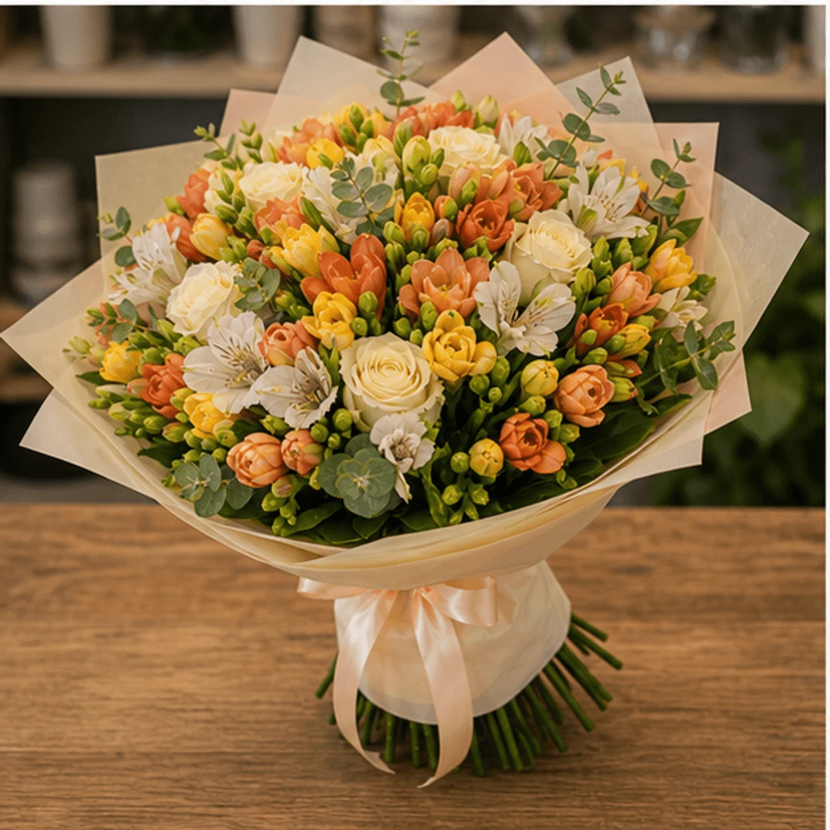 Buchet cu frezii premium in nuante calde - poza 3