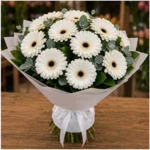 Buchet cu gerbera alba simplu luminos - poza 3