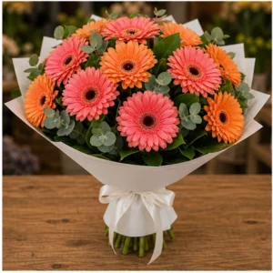 Buchet cu gerbera bicolora simplu vesel - poza 3