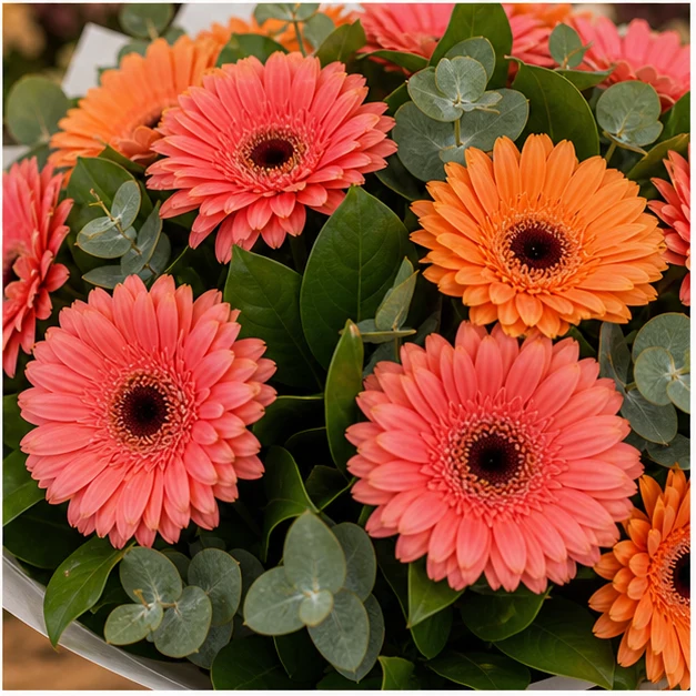 Buchet cu gerbera bicolora simplu vesel - poza 4