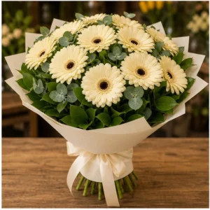 Buchet cu gerbera crem simplu rafinat - poza 3
